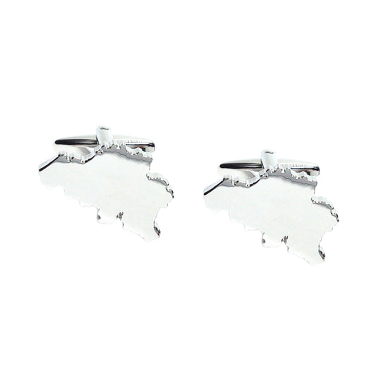 Outline Map of Belgium Rhodium Plated Cufflinks | Ashton and Finch