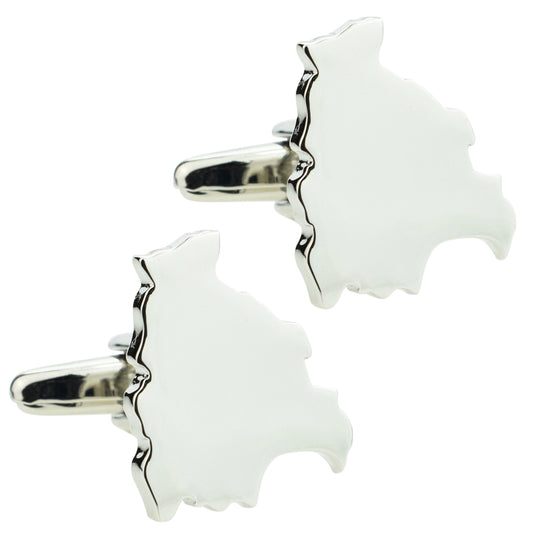 Outline Map of Bolivia Rhodium Plated Cufflinks | Ashton and Finch