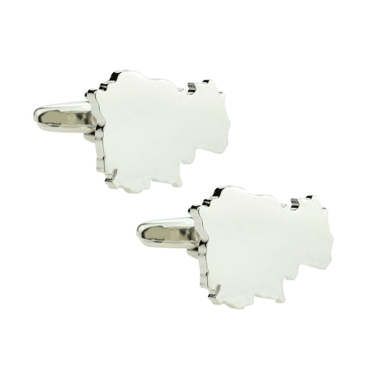 Outline Map of Cambodia Rhodium Plated Cufflinks | Ashton and Finch