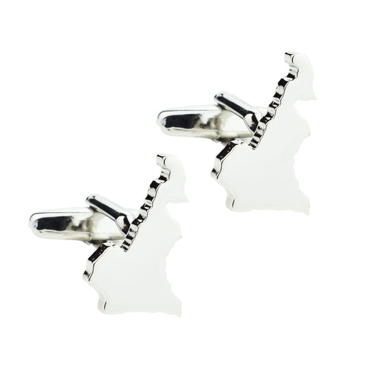 Outline Map of Cameroon Rhodium Plated Cufflinks | Ashton and Finch