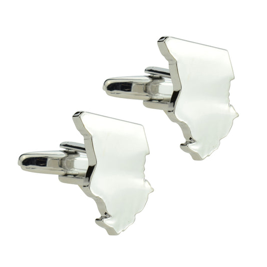 Outline Map of Chad Rhodium Plated Cufflinks | Ashton and Finch