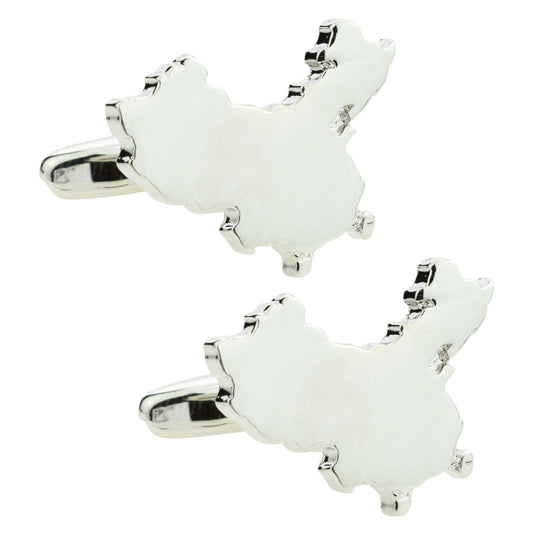 Outline Map of China Rhodium Plated Cufflinks | Ashton and Finch