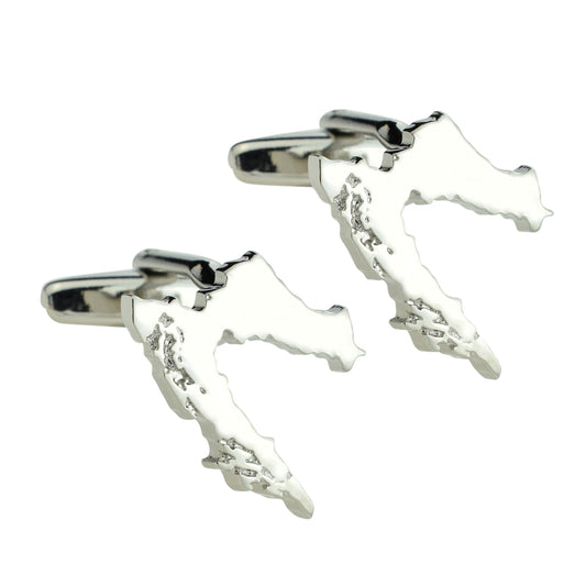 Outline Map of Croatia Rhodium Plated Cufflinks | Ashton and Finch