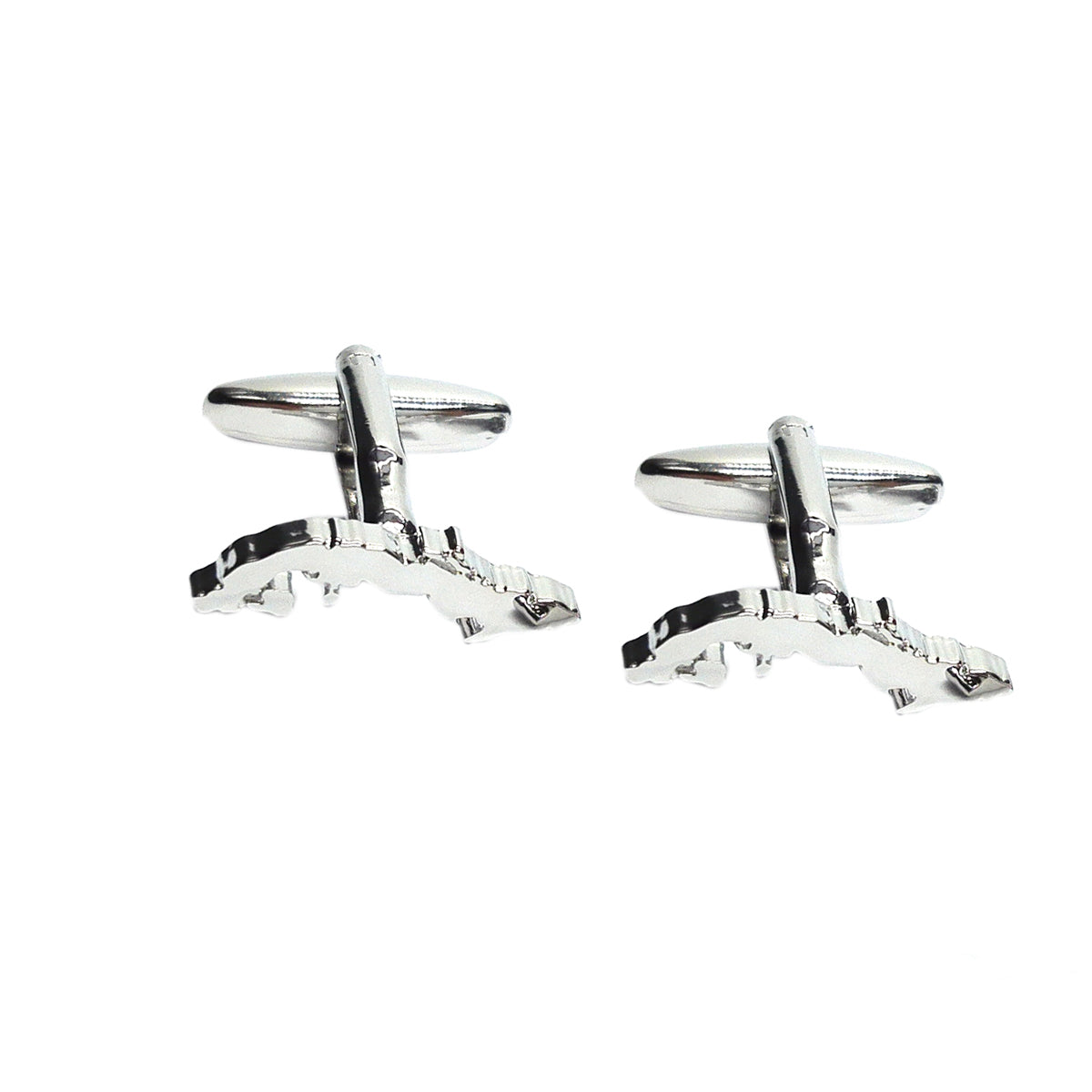 Outline Map of Cuba Rhodium Plated Cufflinks | Ashton and Finch