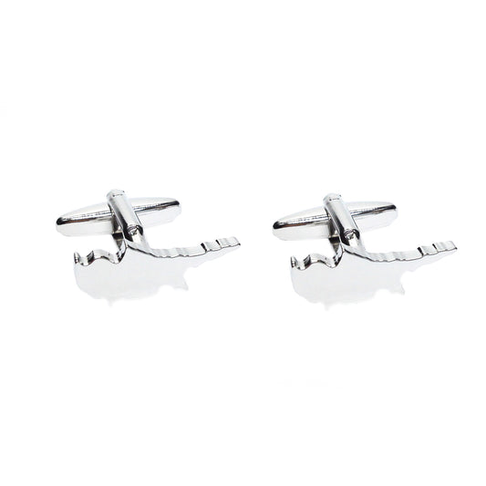 Outline Map of Cyprus Rhodium Plated Cufflinks | Ashton and Finch