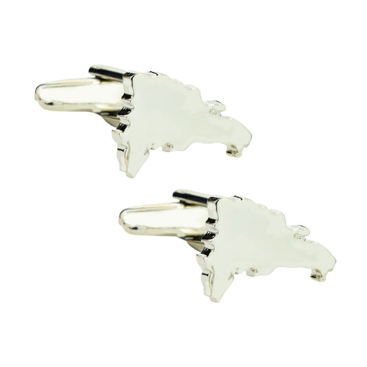 Outline Map of Dominican Republic Rhodium Plated Cufflinks | Ashton and Finch