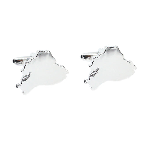 Outline Map of Ecuador Rhodium Plated Cufflinks | Ashton and Finch