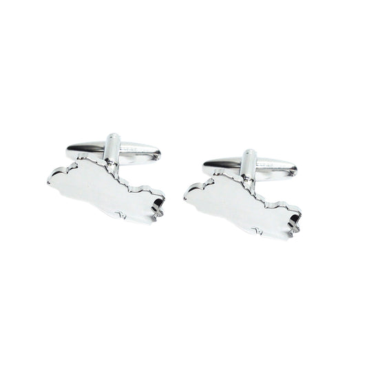 Outline Map of El Salvador Rhodium Plated Cufflinks | Ashton and Finch