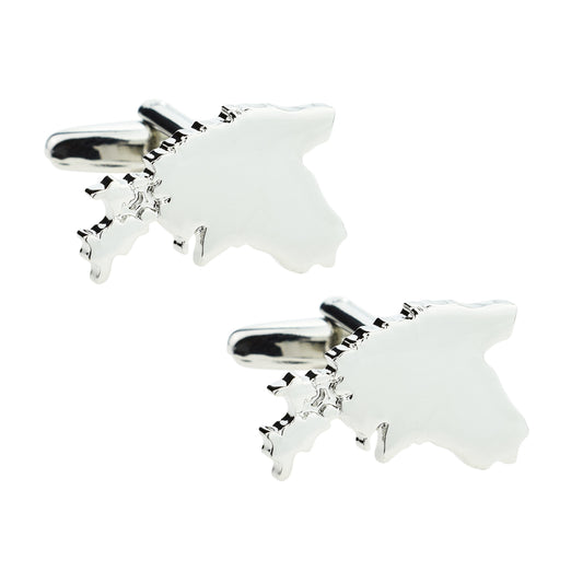 Outline Map of Estonia Rhodium Plated Cufflinks | Ashton and Finch