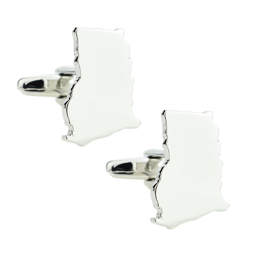 Outline Map of Ghana Rhodium Plated Cufflinks | Ashton and Finch
