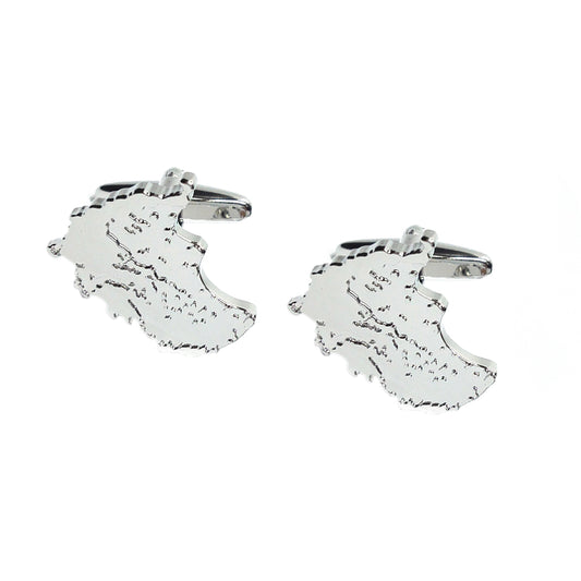 Outline Map of Greece Rhodium Plated Cufflinks | Ashton and Finch
