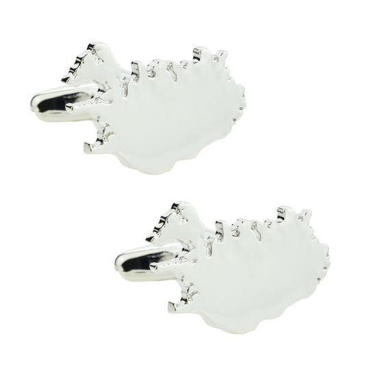 Outline Map of Iceland Rhodium Plated Cufflinks | Ashton and Finch