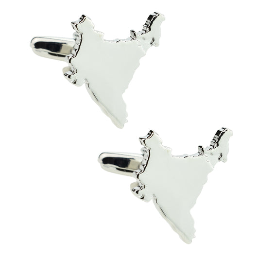 Outline Map of India Rhodium Plated Cufflinks | Ashton and Finch