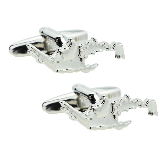 Outline Map of Indonesia Rhodium Plated Cufflinks | Ashton and Finch