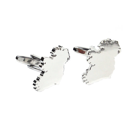 Outline Map of Ireland EIRE Rhodium Plated Cufflinks | Ashton and Finch