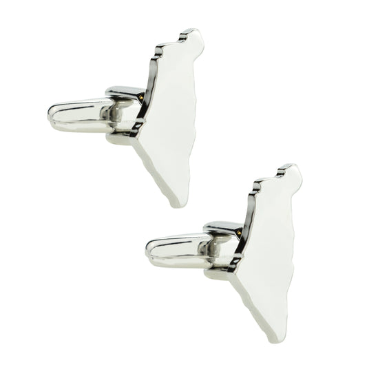 Outline Map of Israel Rhodium Plated Cufflinks | Ashton and Finch