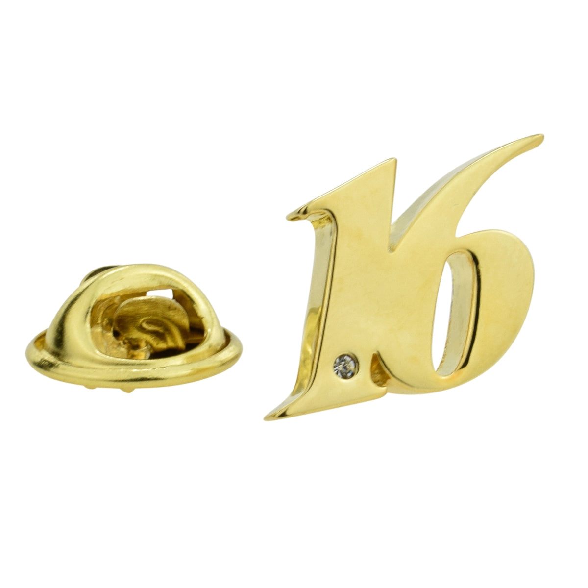 Gold Plated 16 Lapel Pin Badge with crystal decoration (AJTP02)