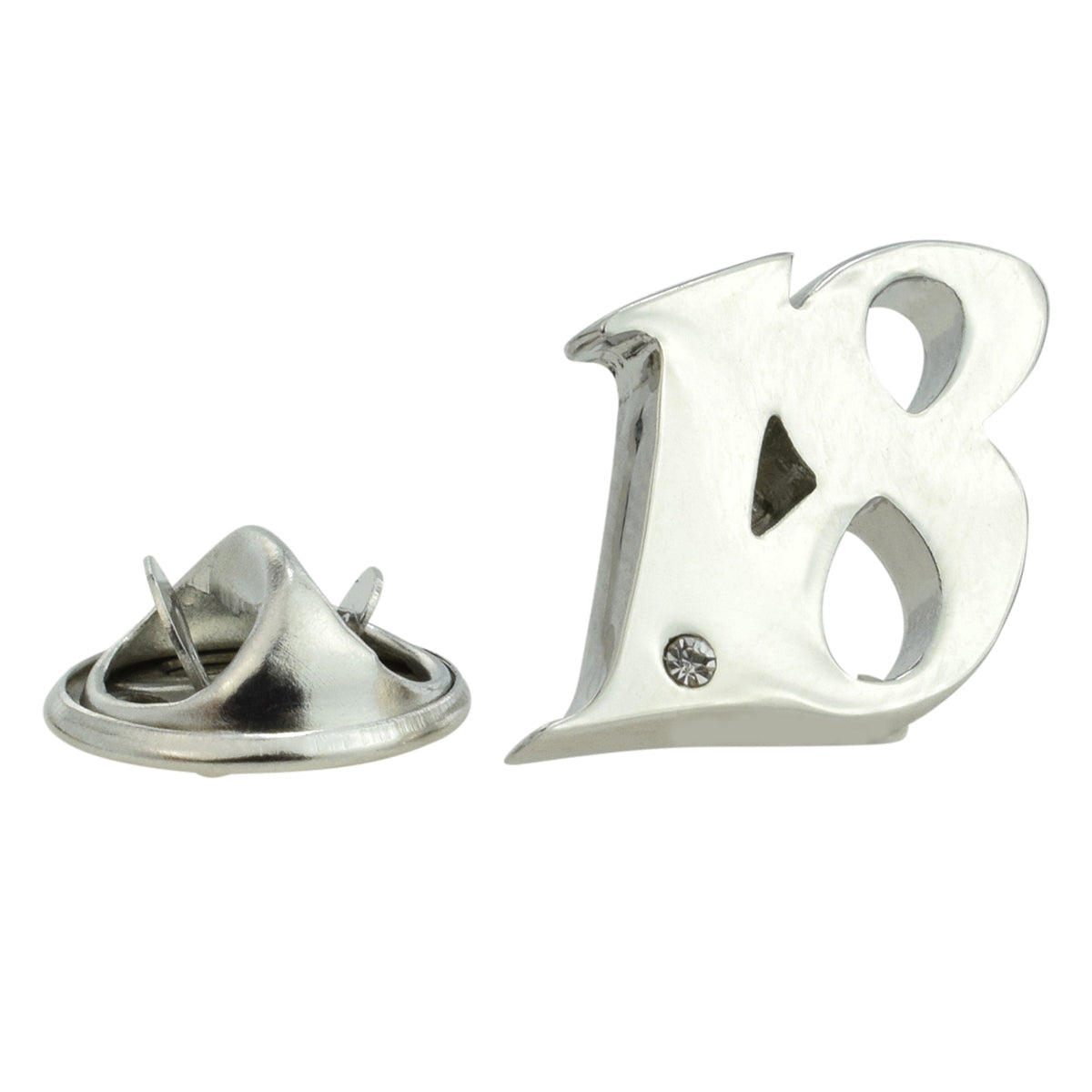 Rhodium Plated 18 Lapel Pin Badge with crystal decoration (AJTP03)