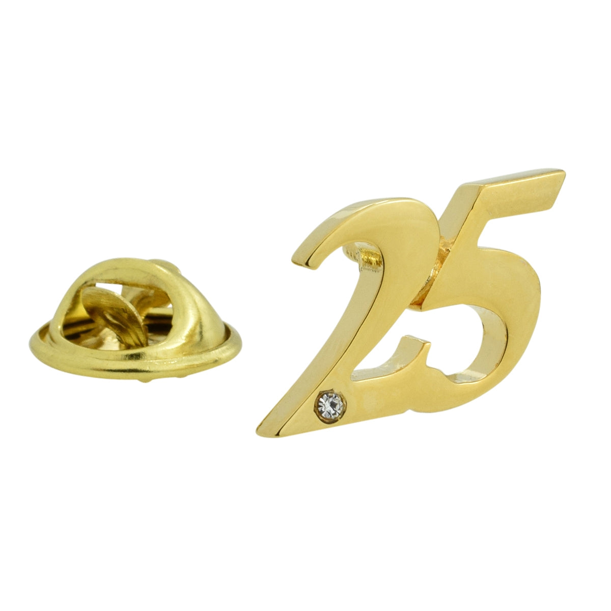 Gold Plated 25 Lapel Pin Badge with crystal decoration (AJTP07A)