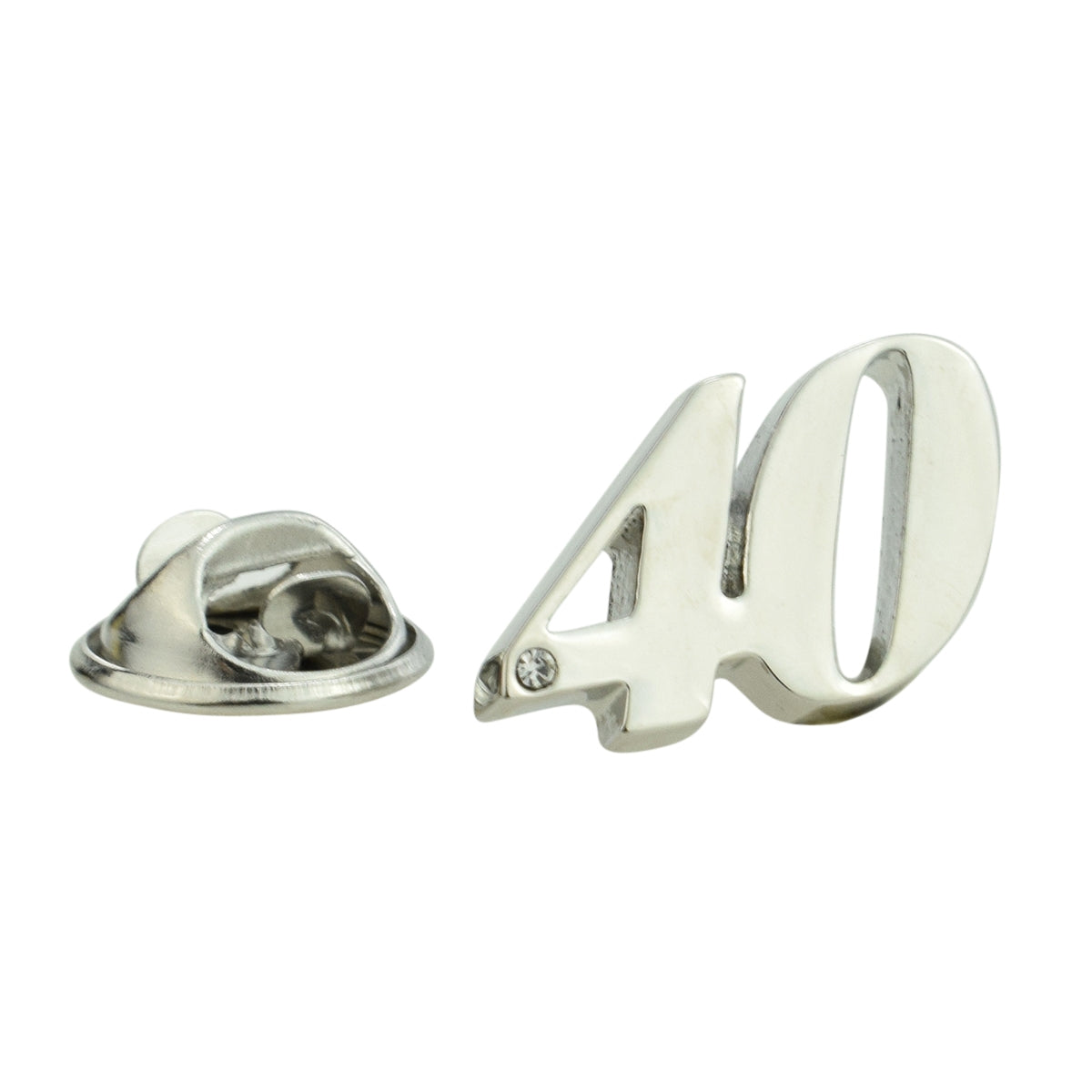 Rhodium Plated 40 Lapel Pin Badge with crystal decoration (AJTP10)
