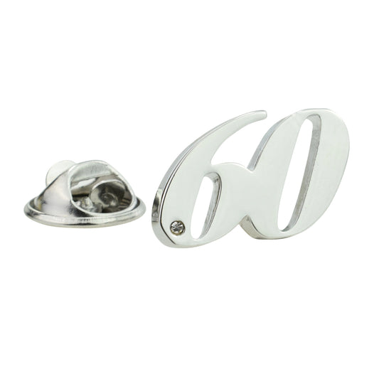 Rhodium Plated 60 Lapel Pin Badge with crystal decoration (AJTP14)