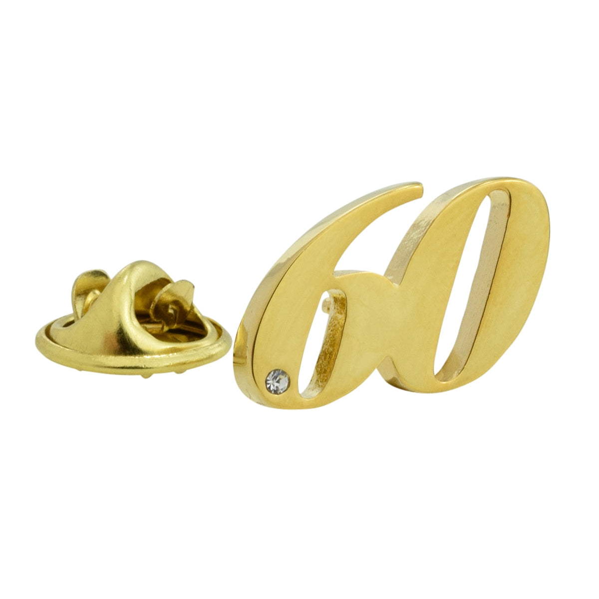 Gold Plated 60 Lapel Pin Badge with crystal decoration (AJTP15)