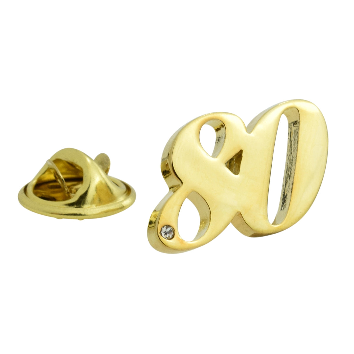 Gold Plated 80 Lapel Pin Badge with crystal decoration (AJTP23)