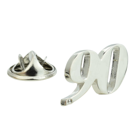 Rhodium Plated 90 Lapel Pin Badge with crystal decoration (AJTP24)