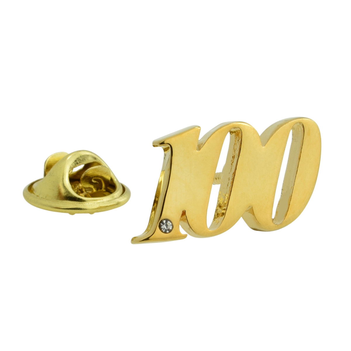 Gold Plated 100 Lapel Pin Badge with crystal decoration (AJTP27)