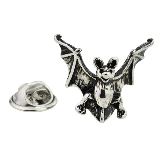 Bat with spread wings & Black crystal eyes Lapel Pin Badge (AJTP32)