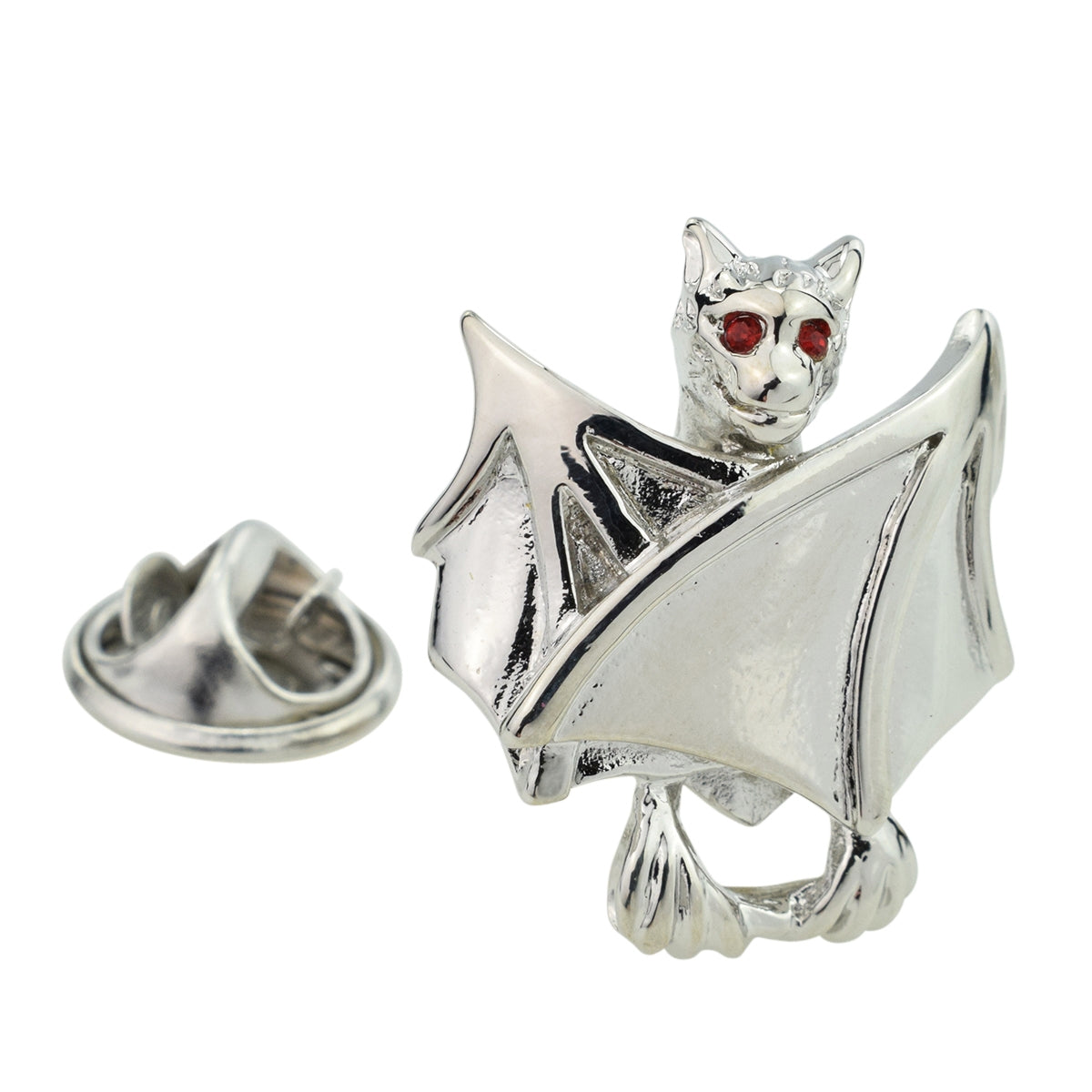 Bat with Closed wings & red crystal eyes Lapel Pin Badge (AJTP34)