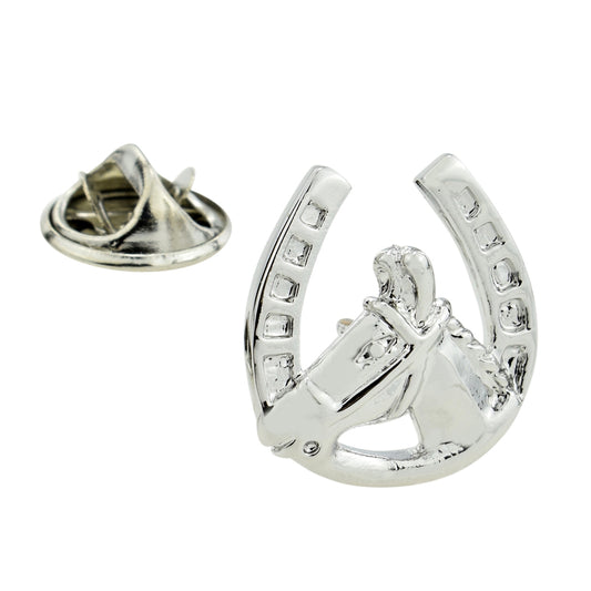 Lucky Horseshoe & Horse Head Lapel Pin Badge (AJTP71)