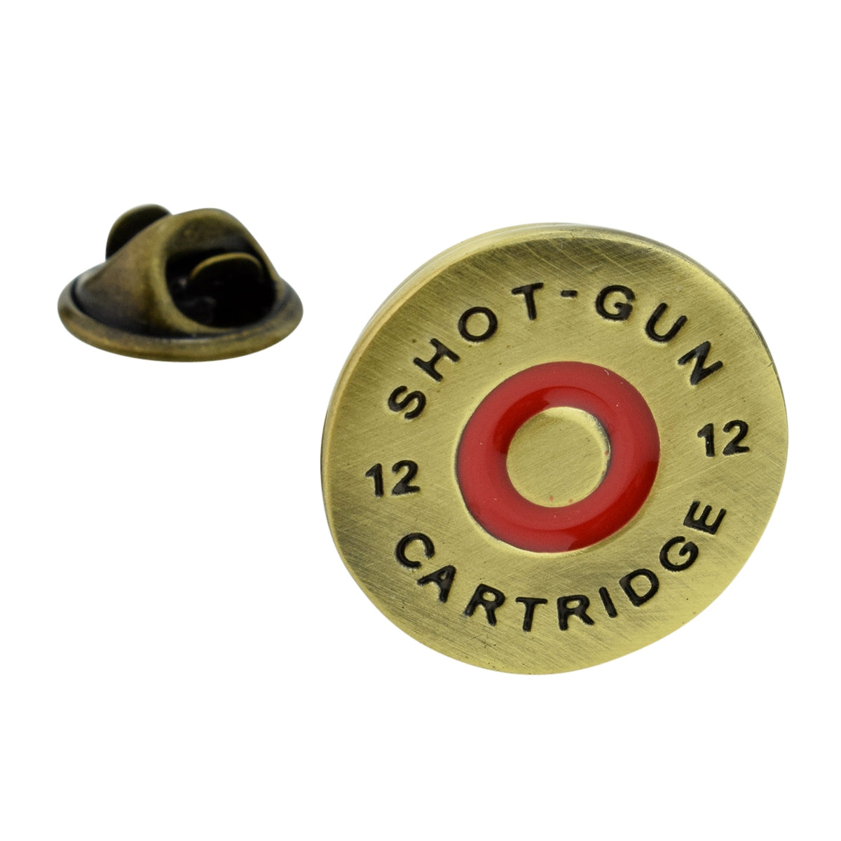 Brass Shotgun Cartridge Cap Lapel Pin Badge