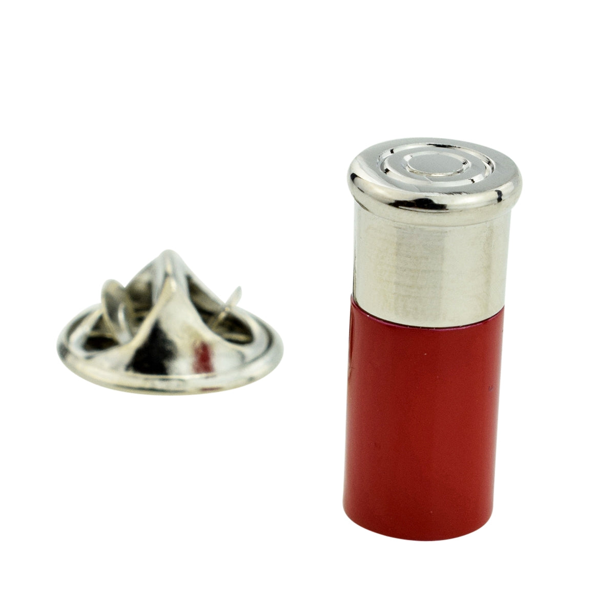 Red Shotgun Cartridge Lapel Pin Badge