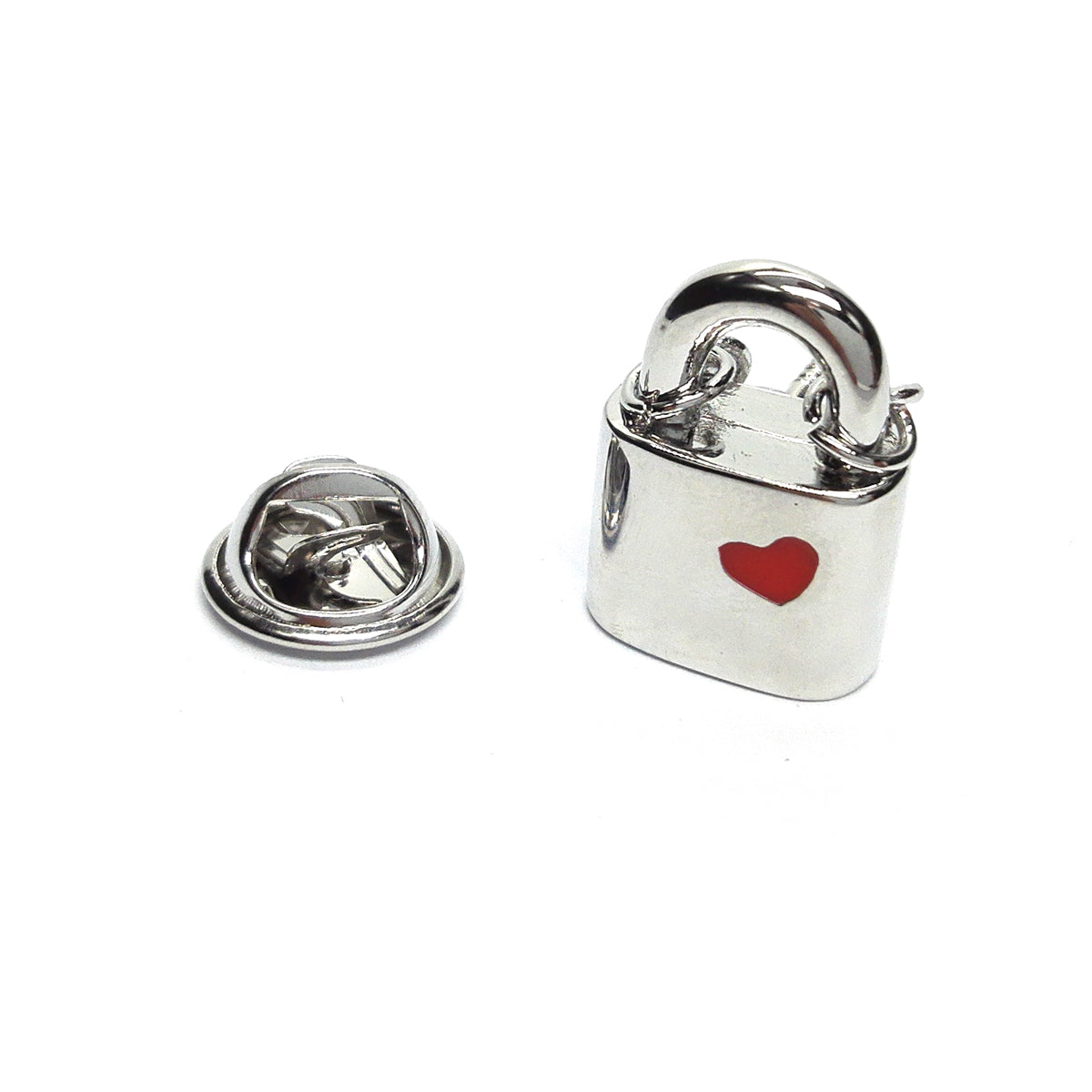 Love Heart Padlock Lapel Pin Badge