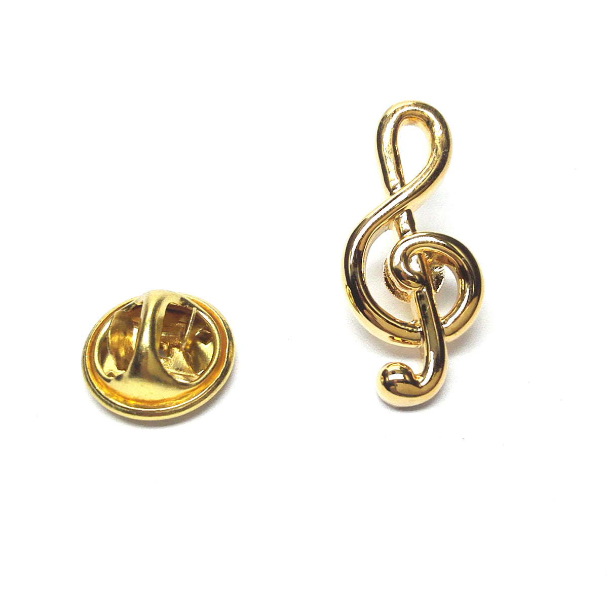 Gold Plated Treble Clef Lapel Pin Badge