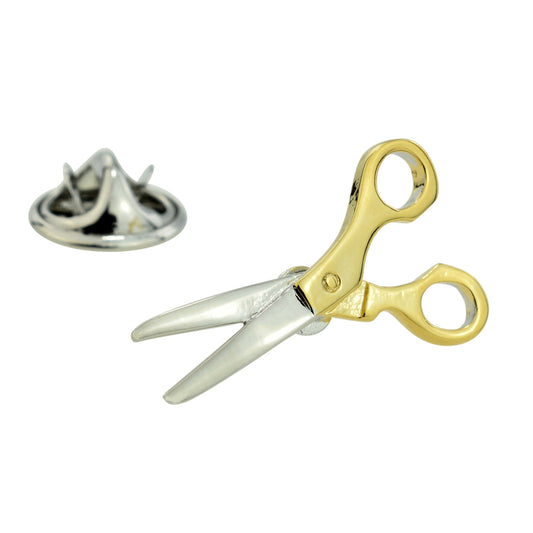 Two Tone Gold & Silver Scissors Lapel Pin Badge