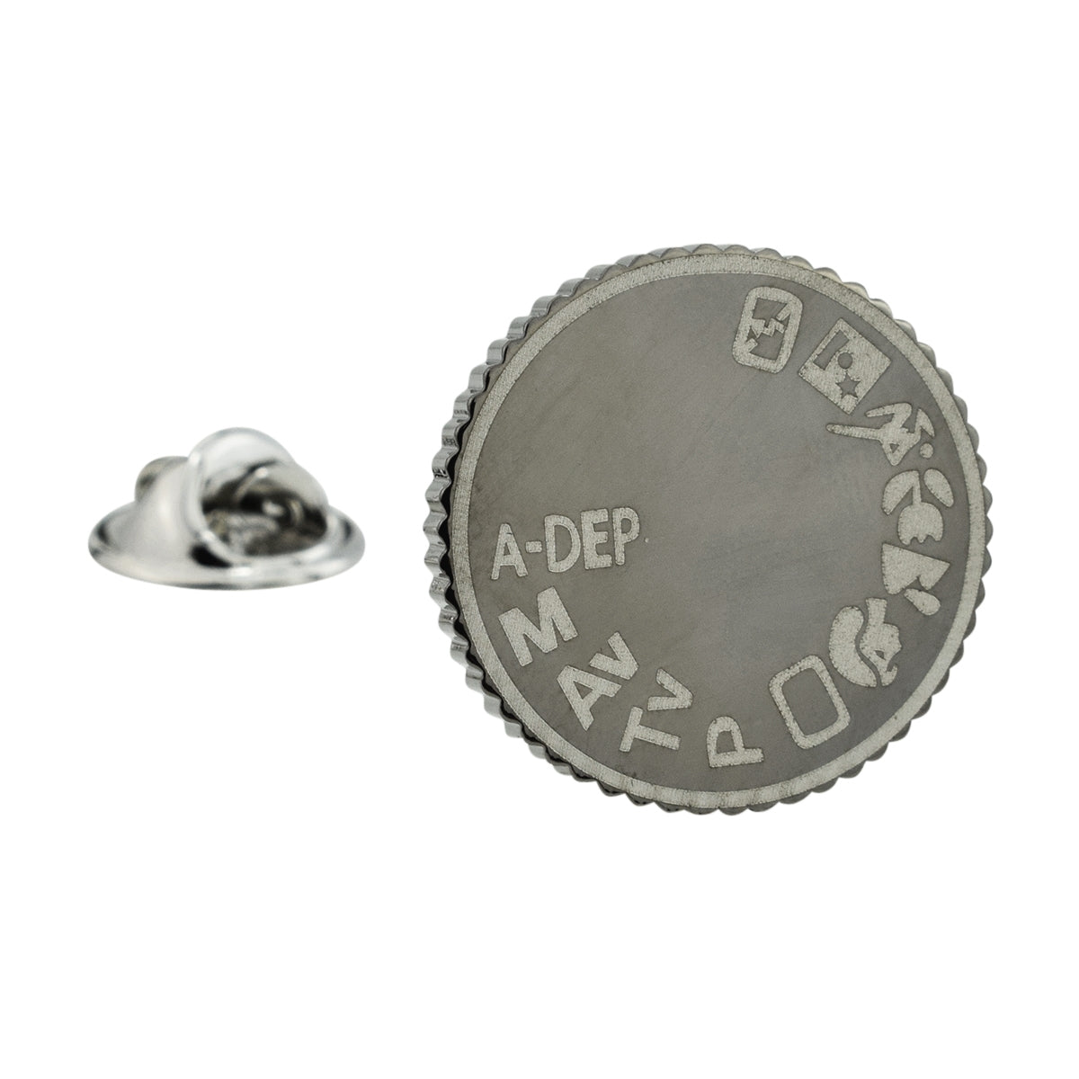 Black retro SLR Camera Dial Lapel Pin Badge