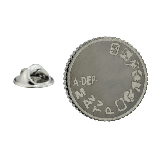 Black retro SLR Camera Dial Lapel Pin Badge