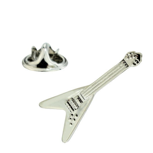 V Shaped Electric Guitar Lapel Pin Badge