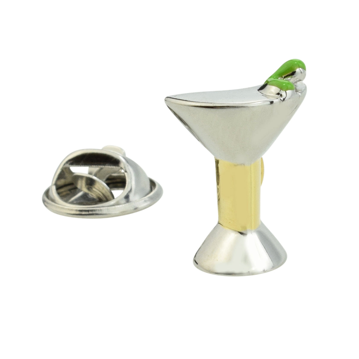 Two Tone Cocktail Martini Glass Lapel Pin Badge