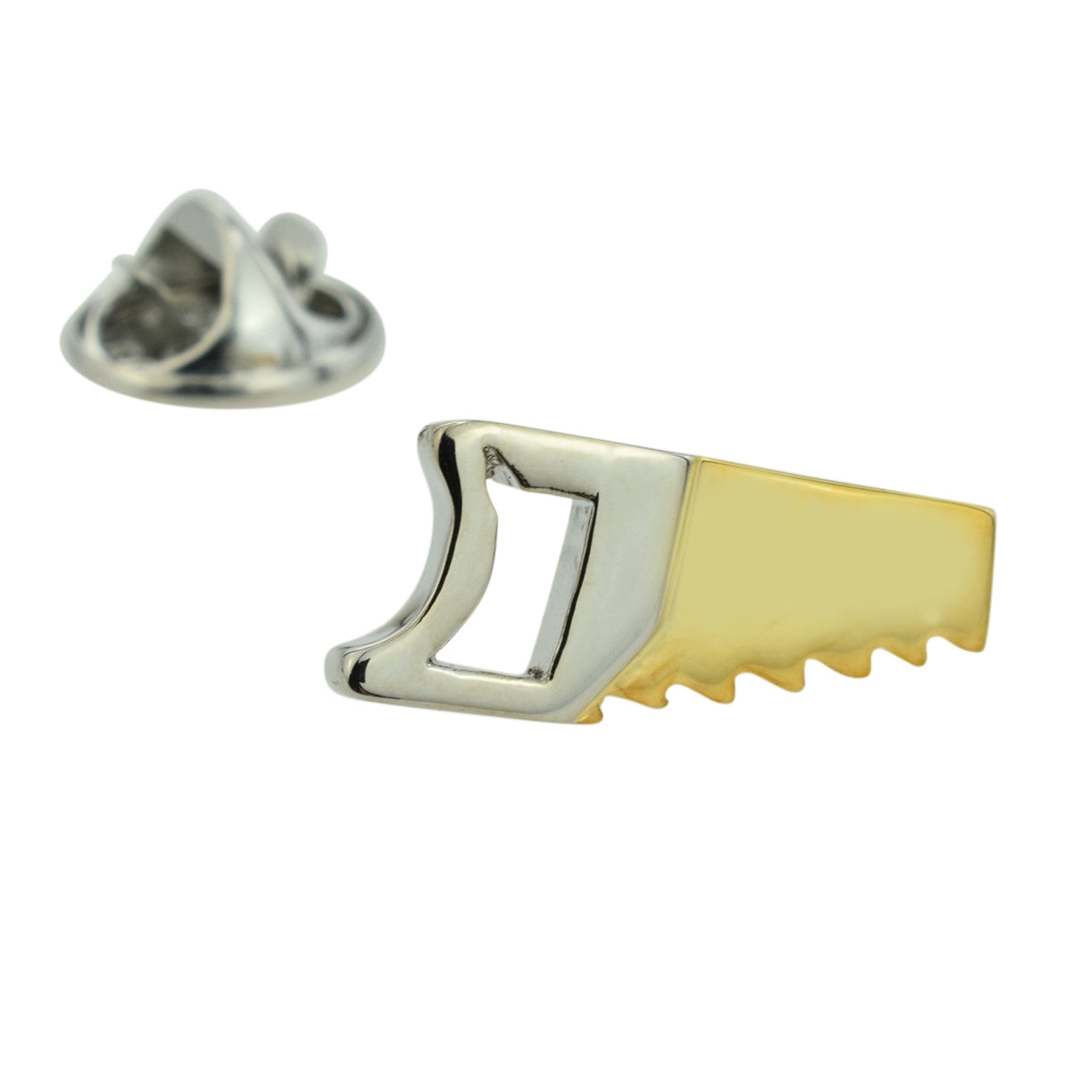 Two Tone Silver & Gold Saw Lapel Pin Badge