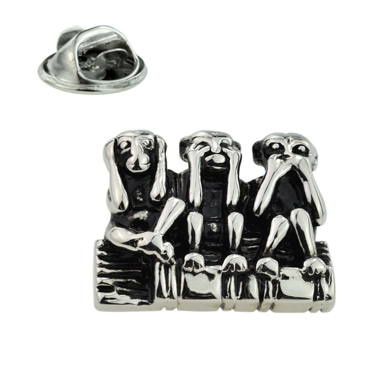 Contemporary 3 Wise Monkeys Lapel Pin Badge