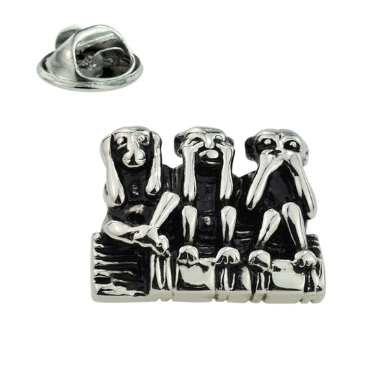 Contemporary 3 Wise Monkeys Lapel Pin Badge