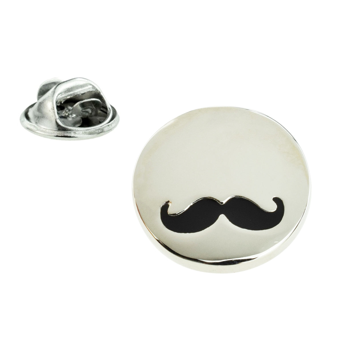 High Polished Moustache Design Lapel Pin Badge