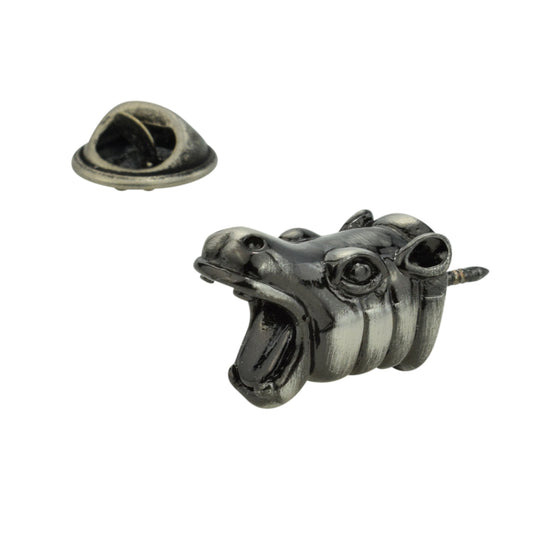 Yawning Hippo Head Lapel Pin Badge