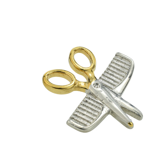 Comb & Scissors Lapel Pin Badge