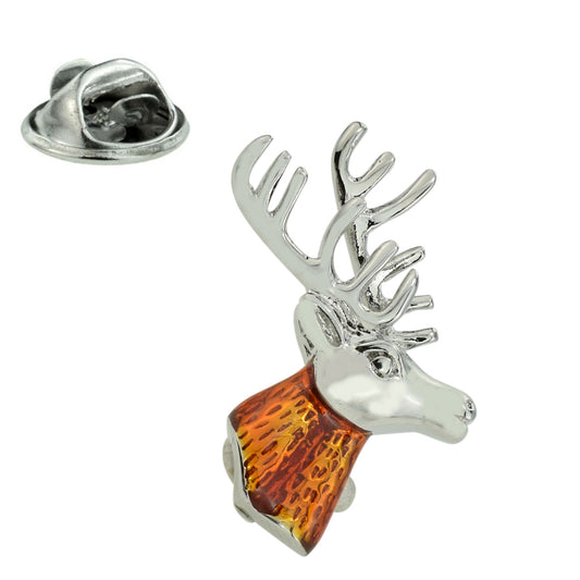 Coloured Stag Head Lapel Pin Badge