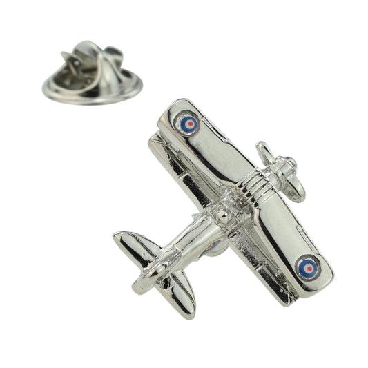 Biplane with Roundels Lapel Pin Badge