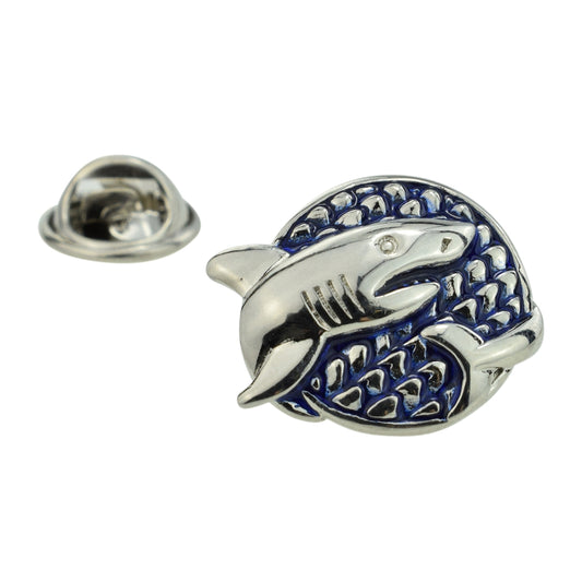Round Shark Design Lapel Pin Badge